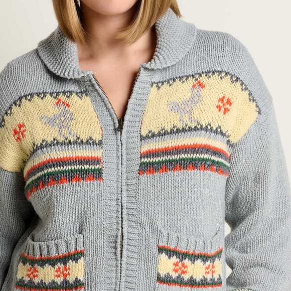 NWT Toad & Co Colorful Nitsa Zip CHICKENS Cardigan π 100% Recycled Materials - Picture 5 of 7